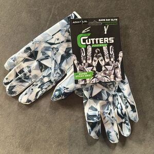 Cutters Game Day Elite Football Gloves Adult L/XL White Diamond SuperStickyGrip